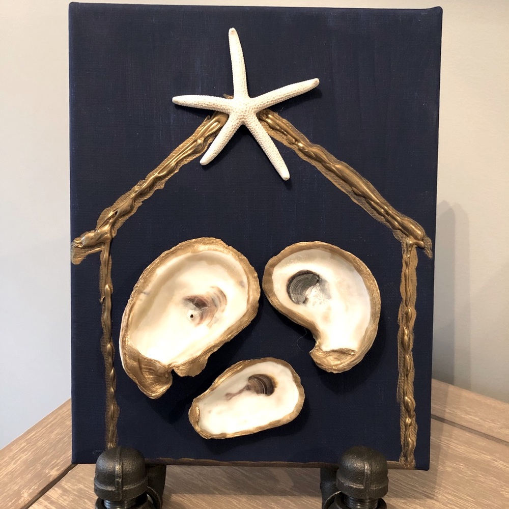 Nativity scene with oyster shells